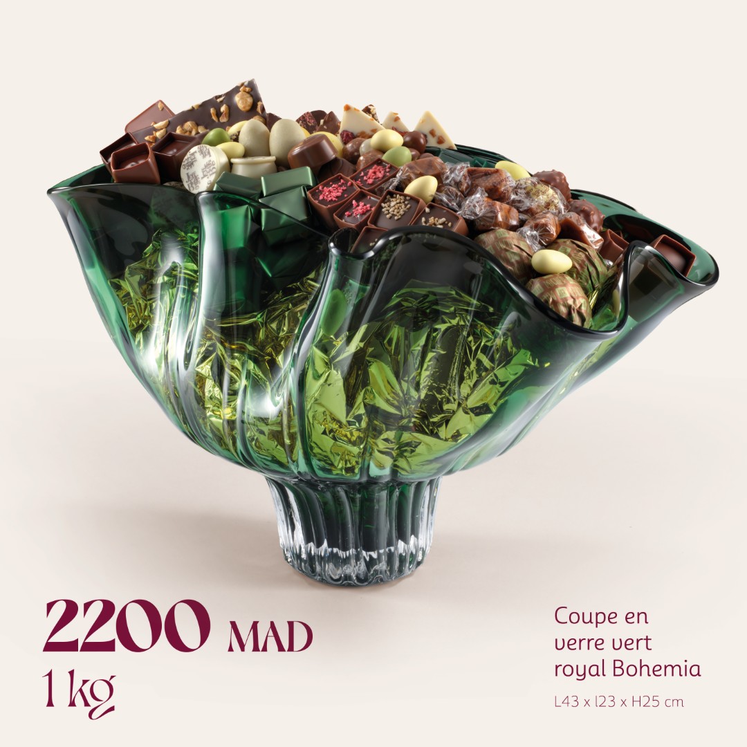 Coupe en verre vert royal Bohemia